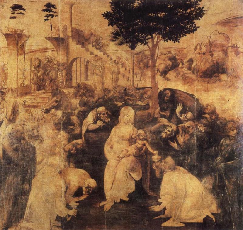 Leonardo  Da Vinci Adoration of the Magi oil painting picture